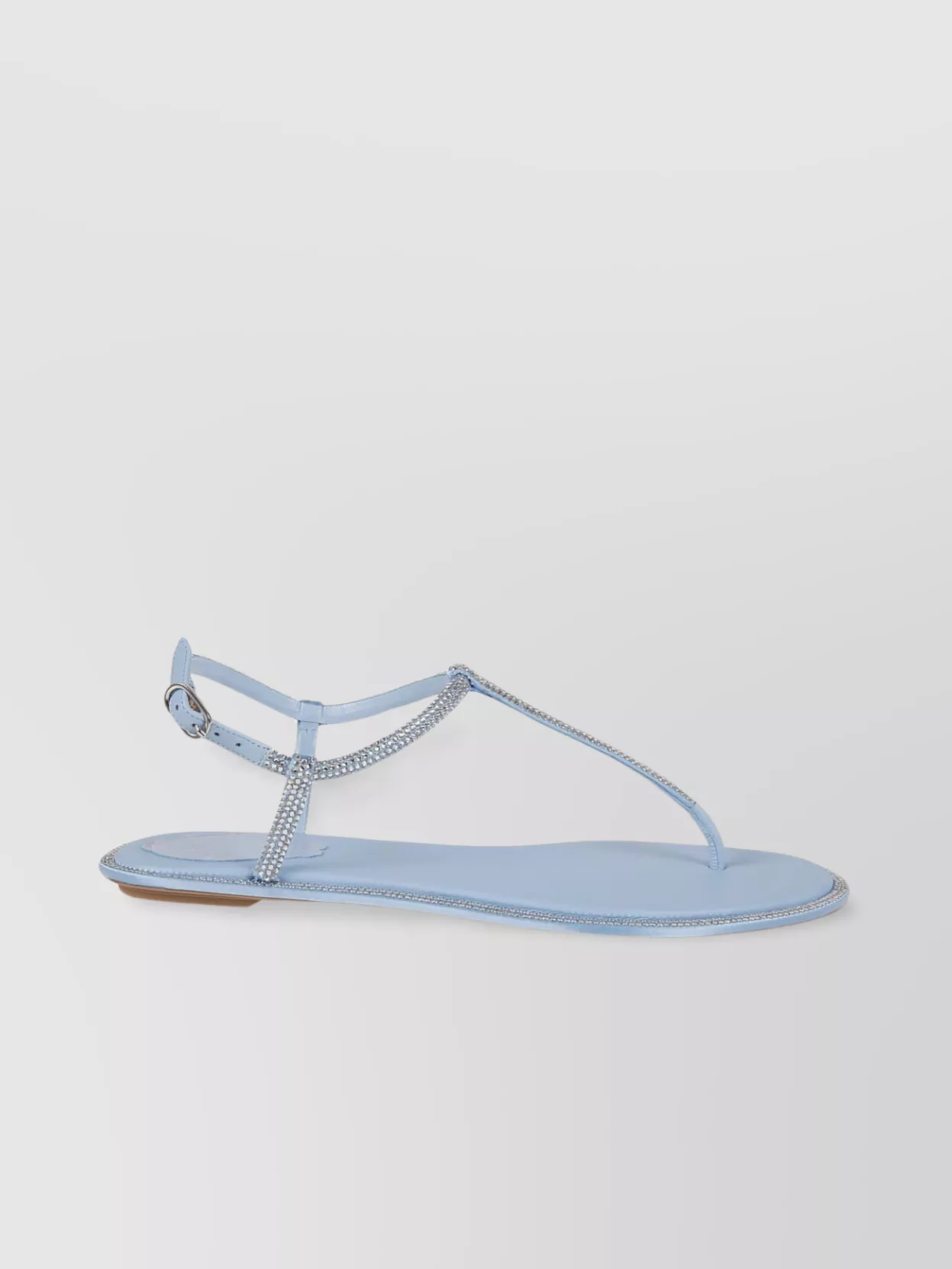 Shop René Caovilla Thong Sandals With Embellished T-strap And Ankle Strap In Blue