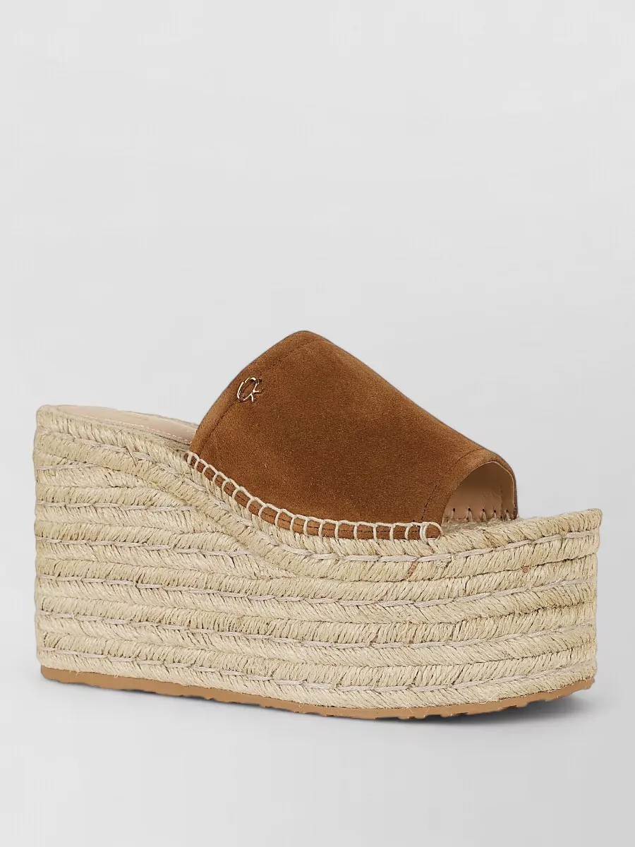 Gianvito Rossi Leather Platform Espadrille Mules