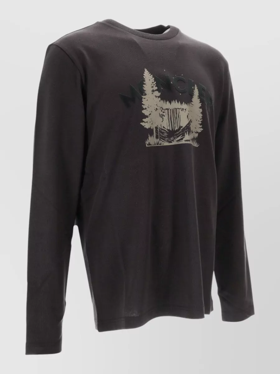 Moncler Long Sleeve Crew Neck Graphic T-Shirt
