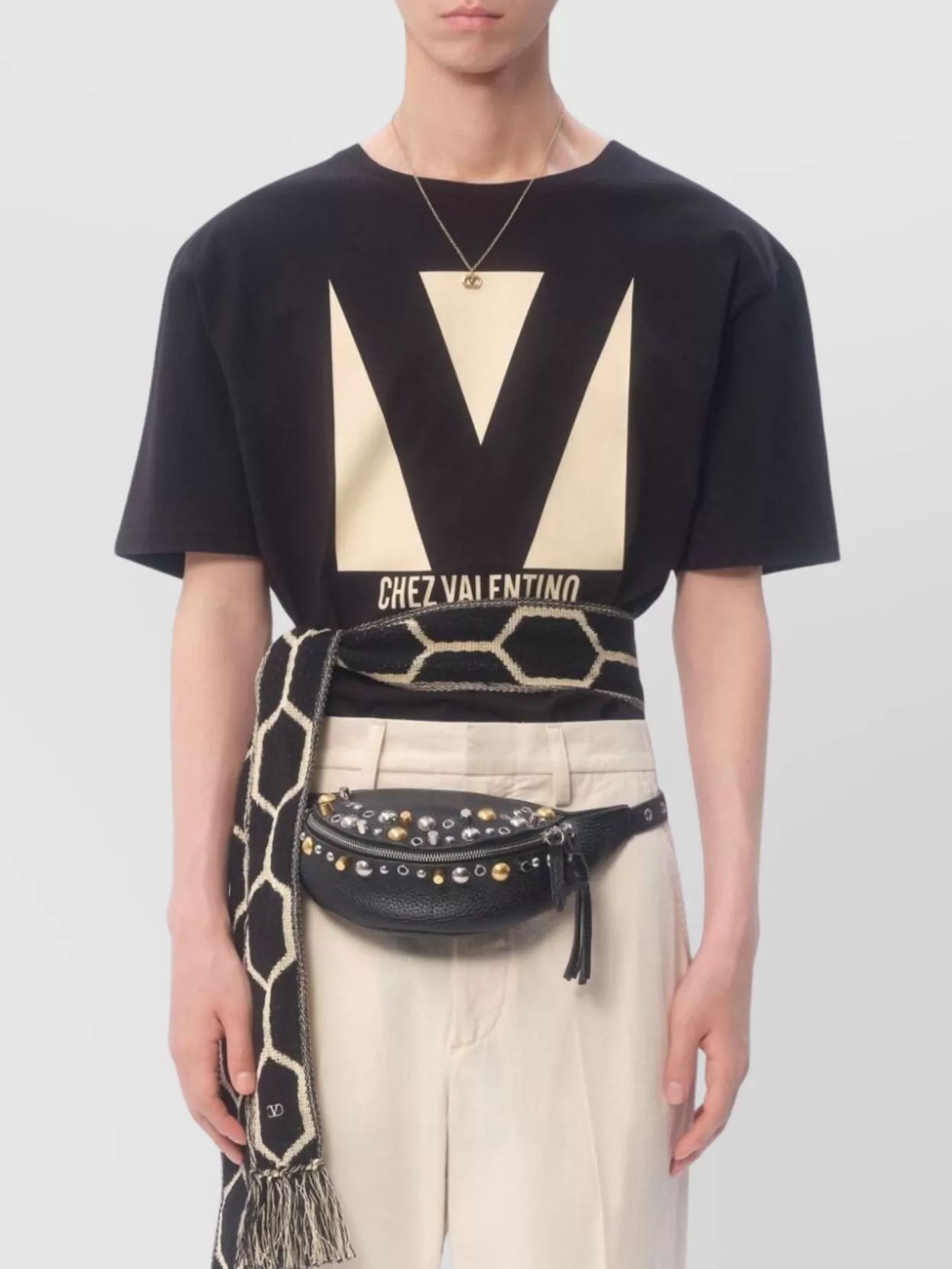 Valentino Cotton Crew Neck Cropped T-Shirt