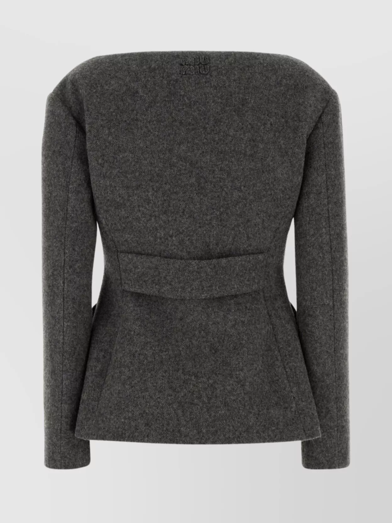 Miu Miu Tailored Wool Blazer Featuring Peplum Detail In Gray