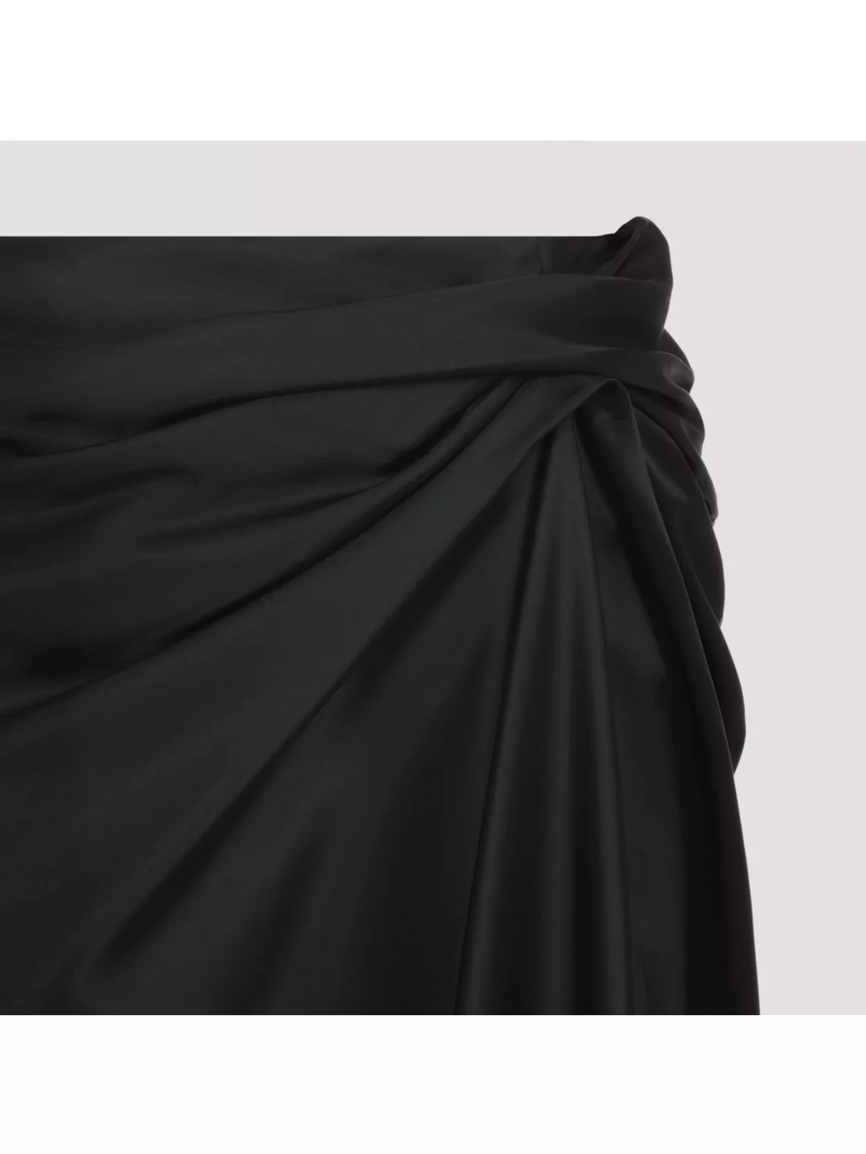 Balenciaga Asymmetric Frayed Gathered Draped Satin Midi Skirt
