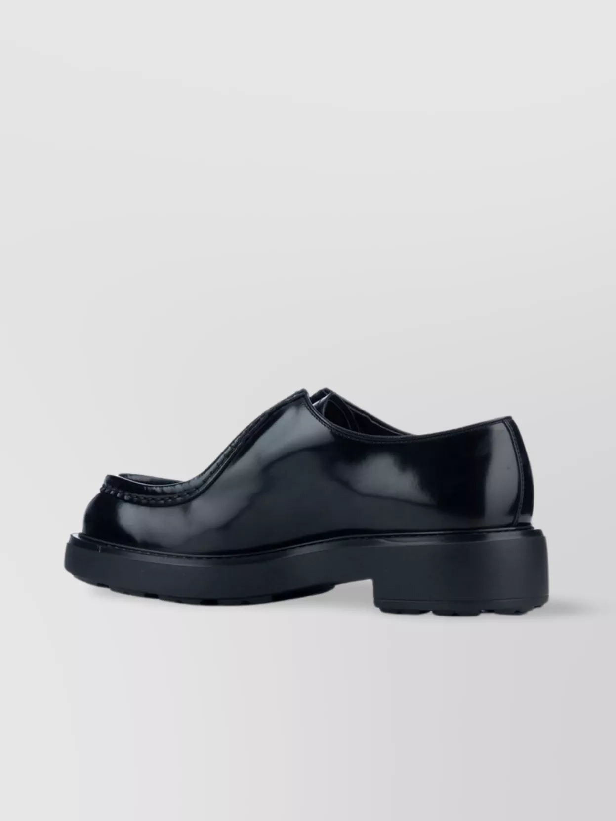 Prada Round Toe Chunky Sole Glossy Finish Loafers
