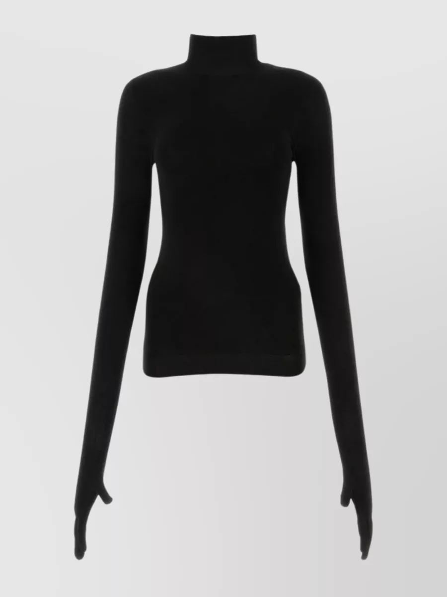 Shop Balenciaga Streamlined Ribbed Neck Knitwear In Black