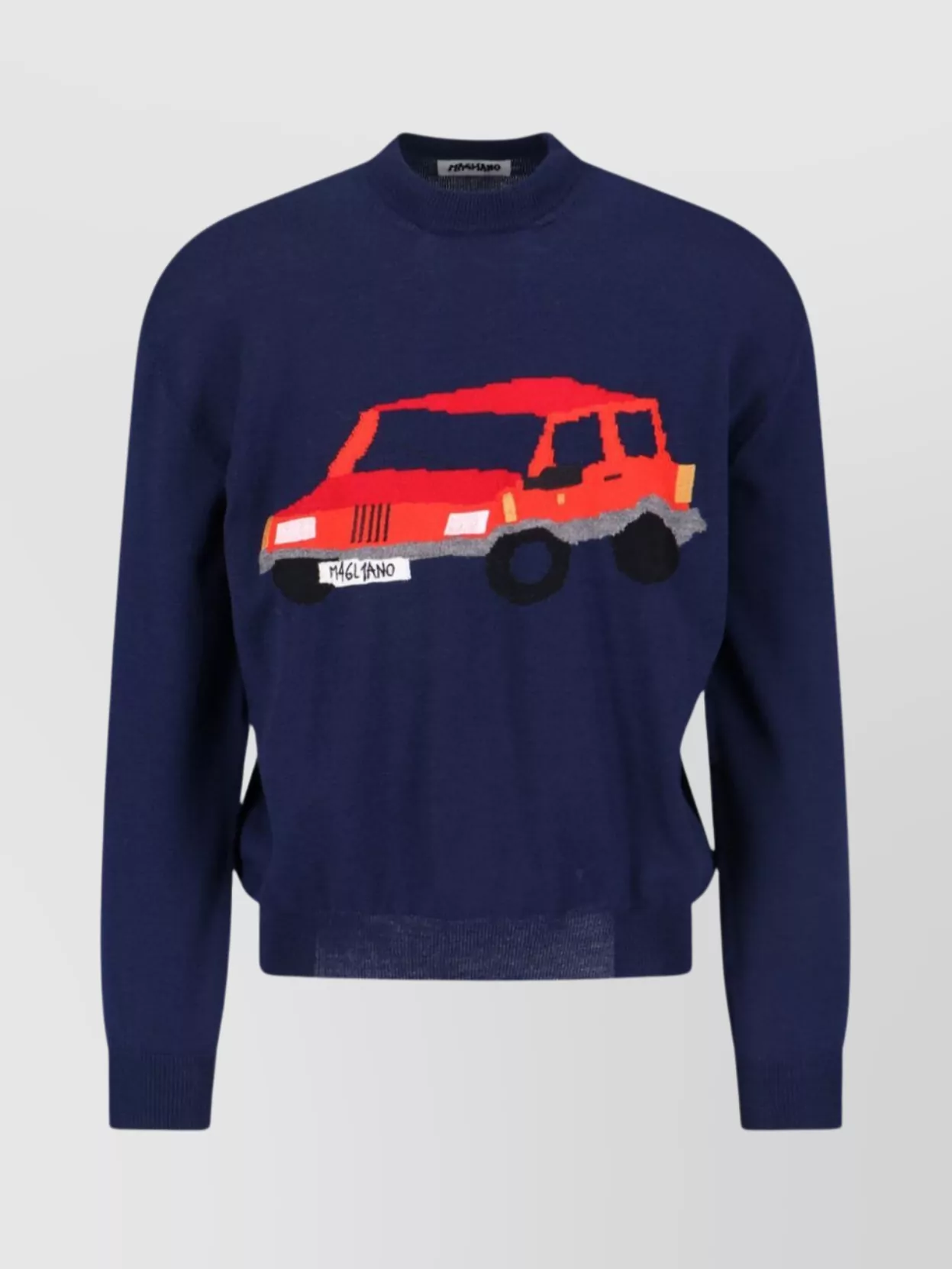 Magliano Graphic Design Crew Neck Long Sleeve Sweater In Blue