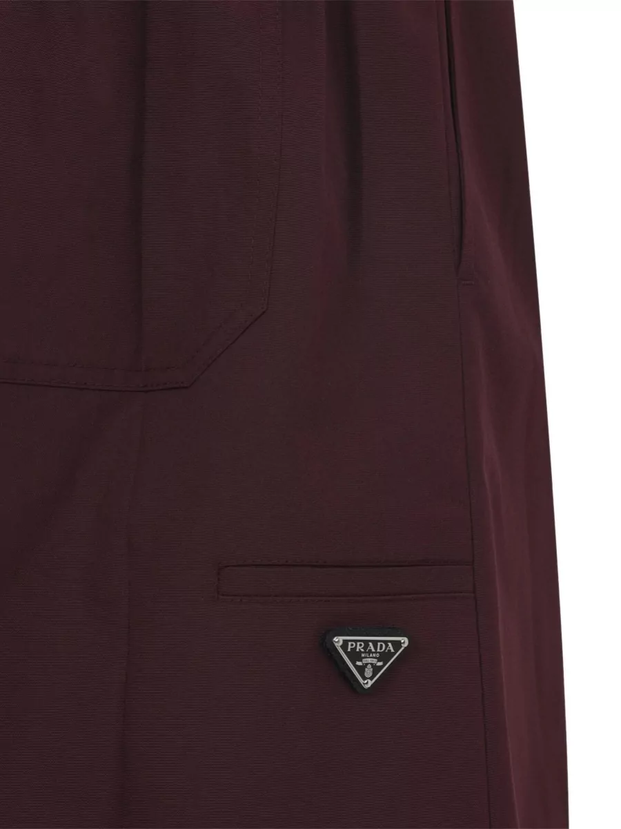 Prada Popeline Skirt Elastic Waistband Back Pockets