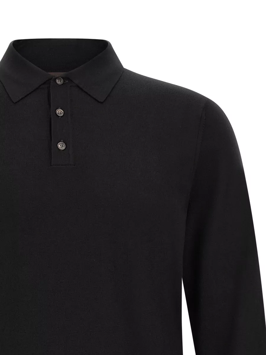 Zanone Wool Long-Sleeve Polo Shirt