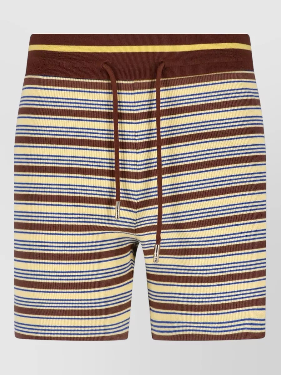 Fendi ribbed high-rise slim-fit striped knit knee-length shorts