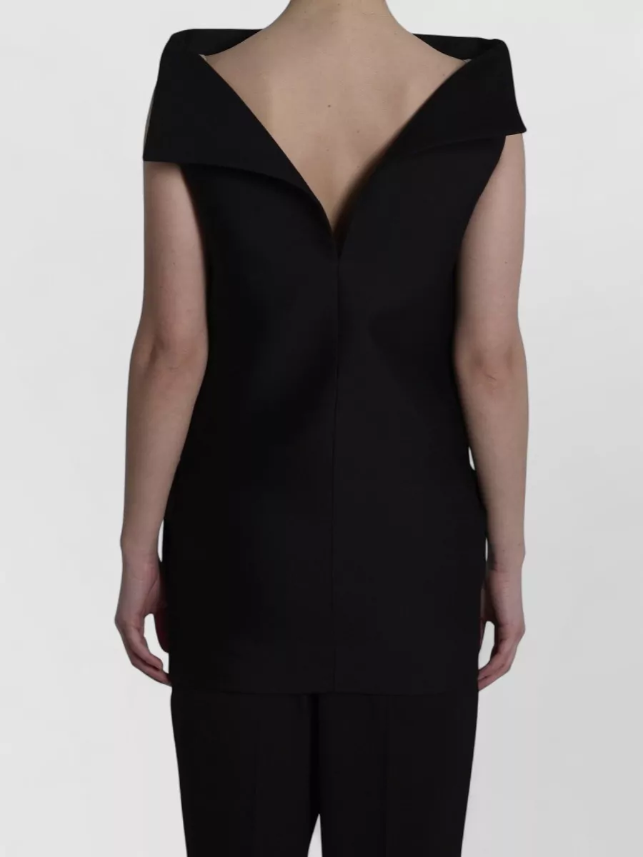 Balenciaga Silk Wool Fitted V-Neck Open-Back Mini Dress