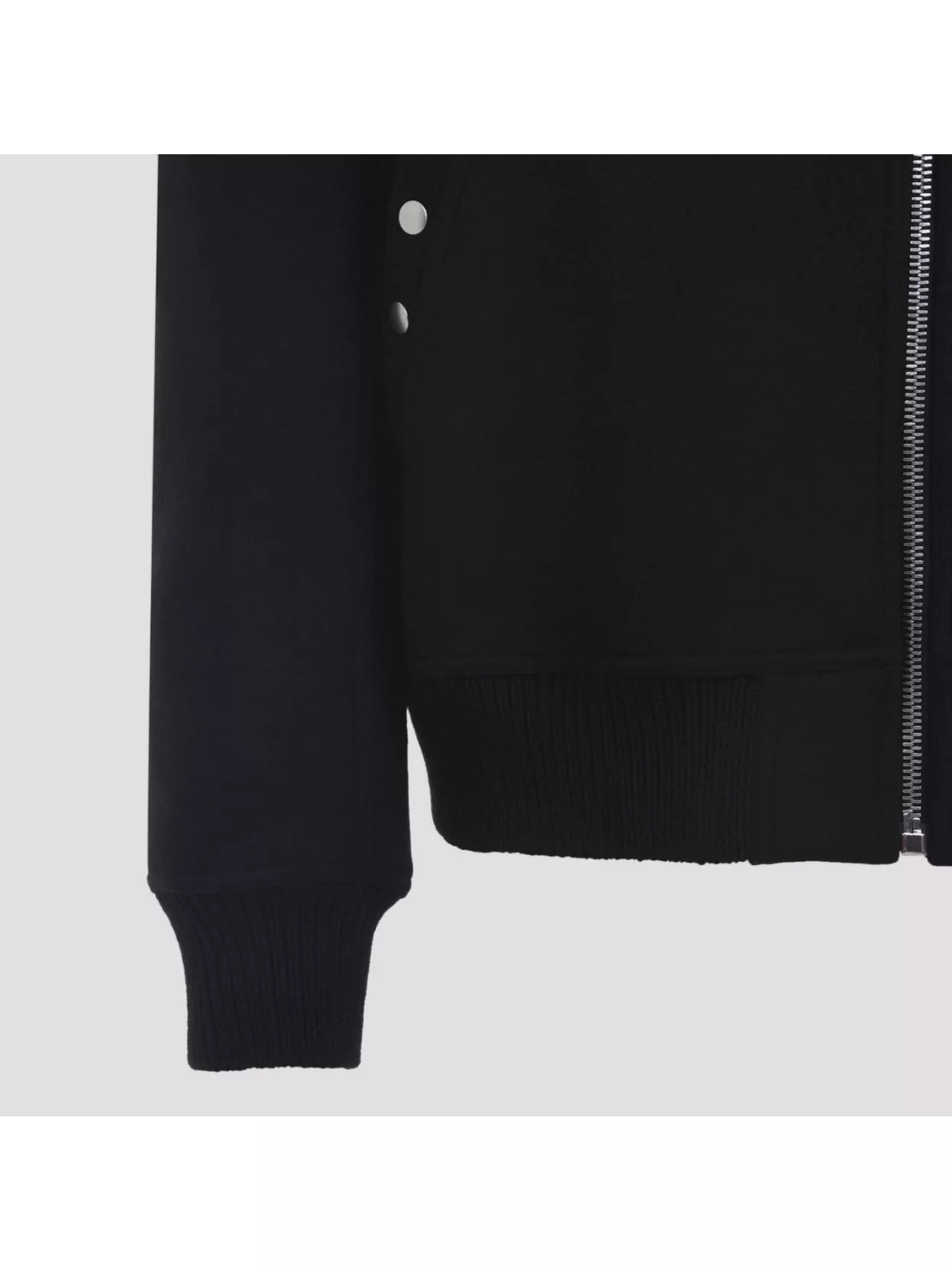 Rick Owens High Collar Jacket With Ribbed Cuffs And Hem