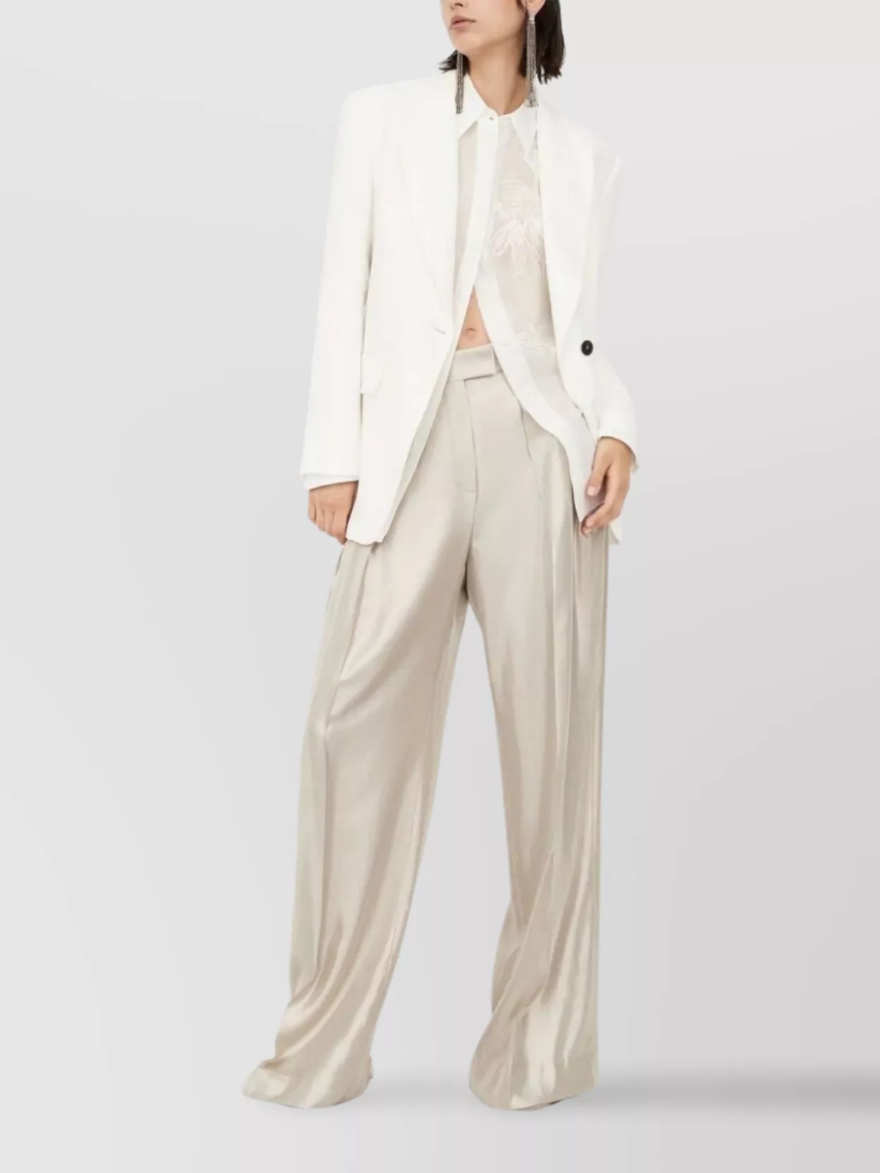 Brunello Cucinelli Trousers High-rise Waist Pleated Wide-leg Silhouette In Neutral