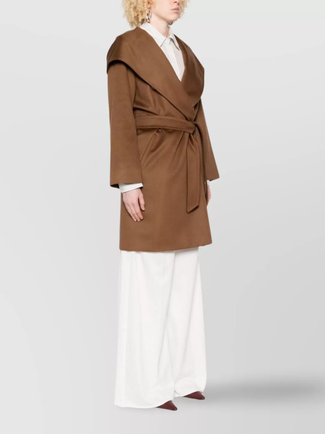 Max Mara Waist Belted Hooded Coat With Matching Belt