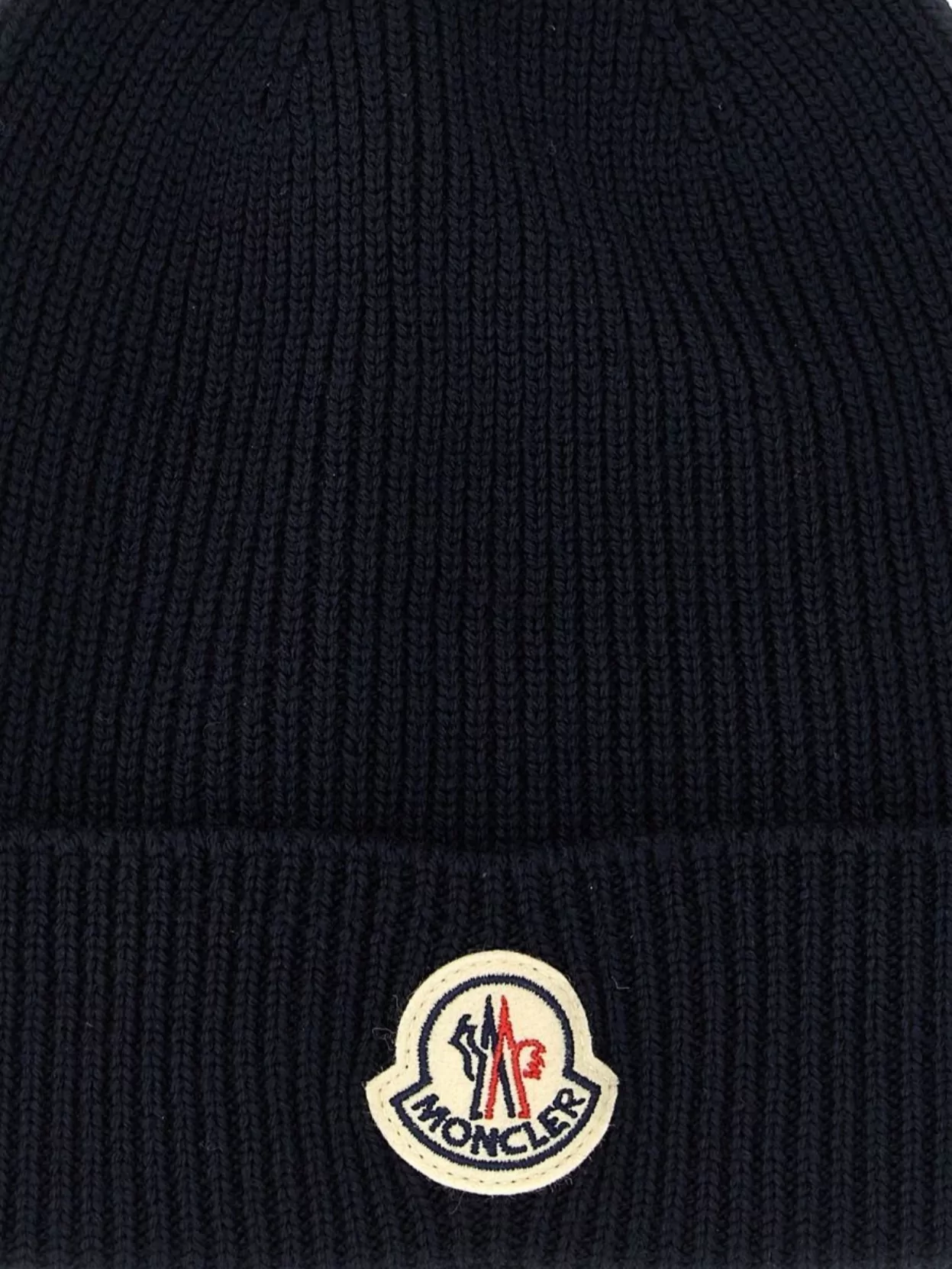 Moncler Cozy Ribbed Knit Turn-up Beanie In Black
