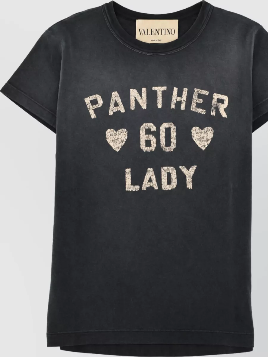 Valentino Cotton T Shirt Crew Neck Graphic Print