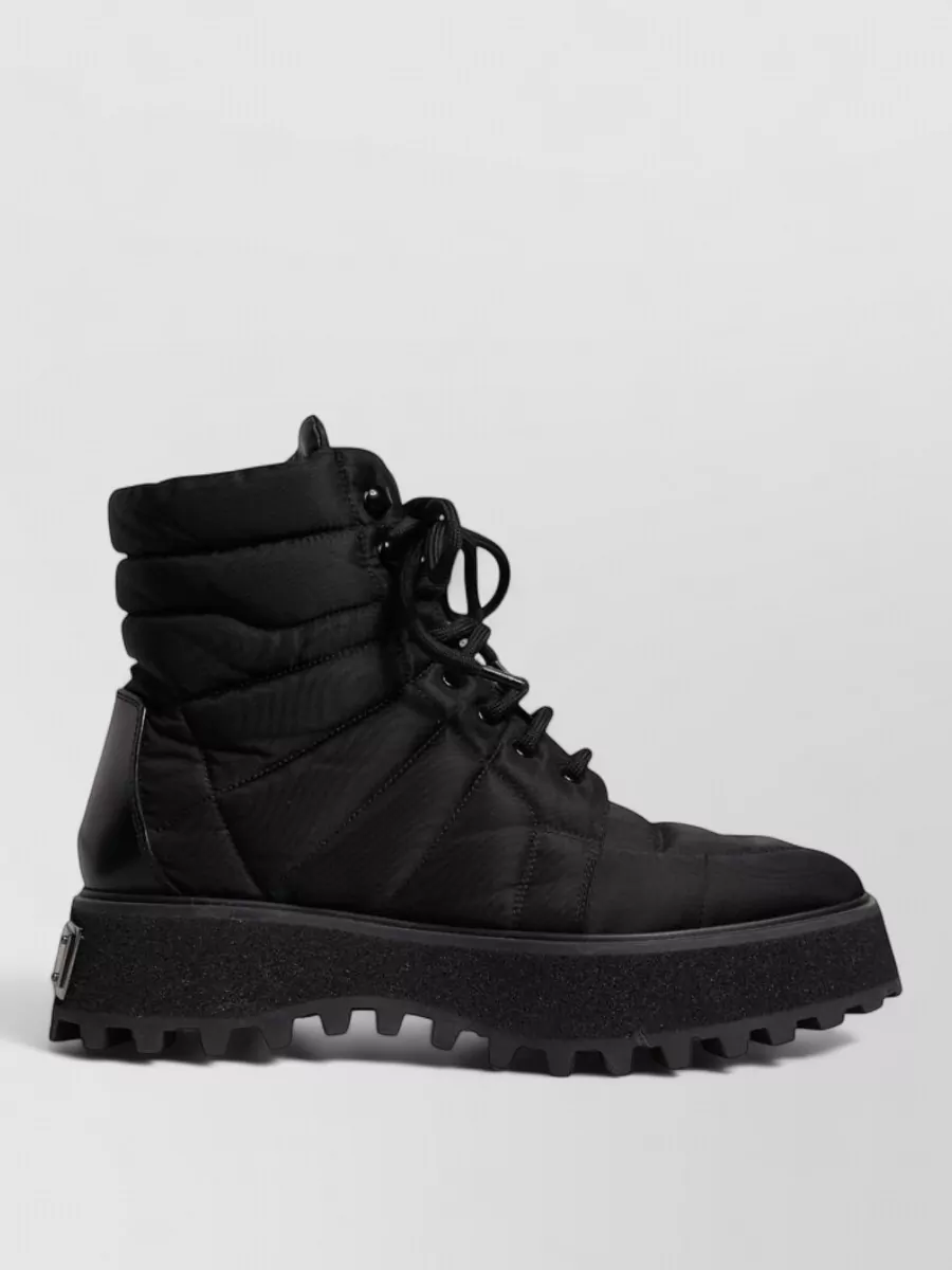 Dolce&Gabbana Quilted Mid-Calf Lace-Up Boots