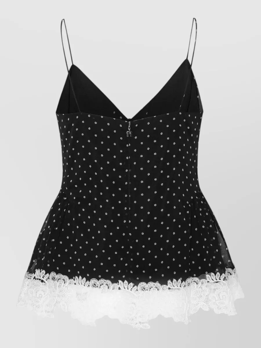 Rotate Floral-Print Lace-Trim V-Neck Tank Top