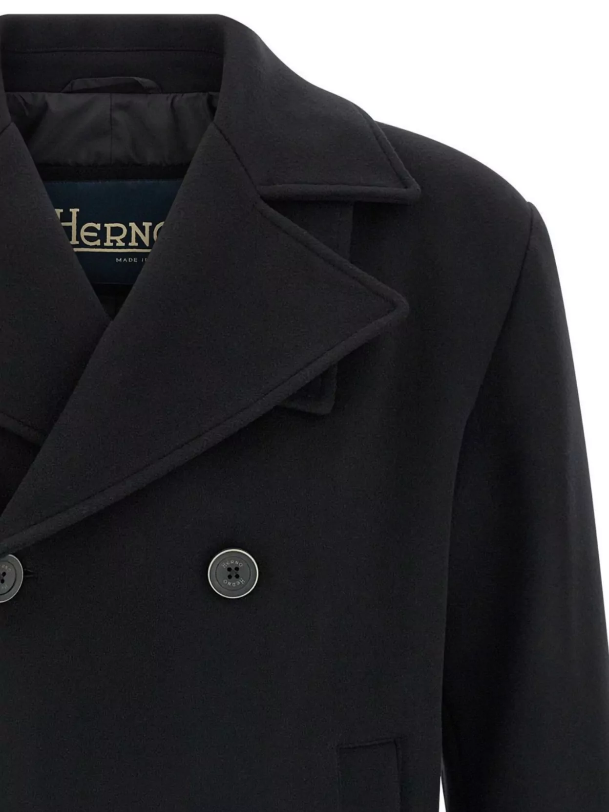 Herno Double-Breasted Wool Coat Side Pockets