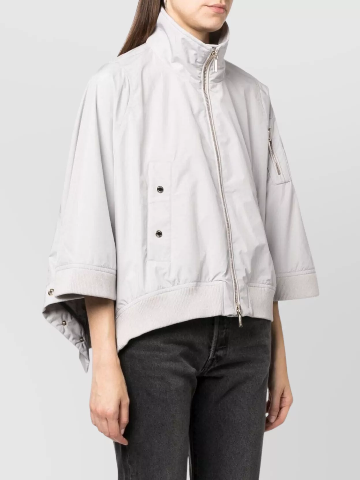 Moorer Olli Coat With High Collar And Pockets In White