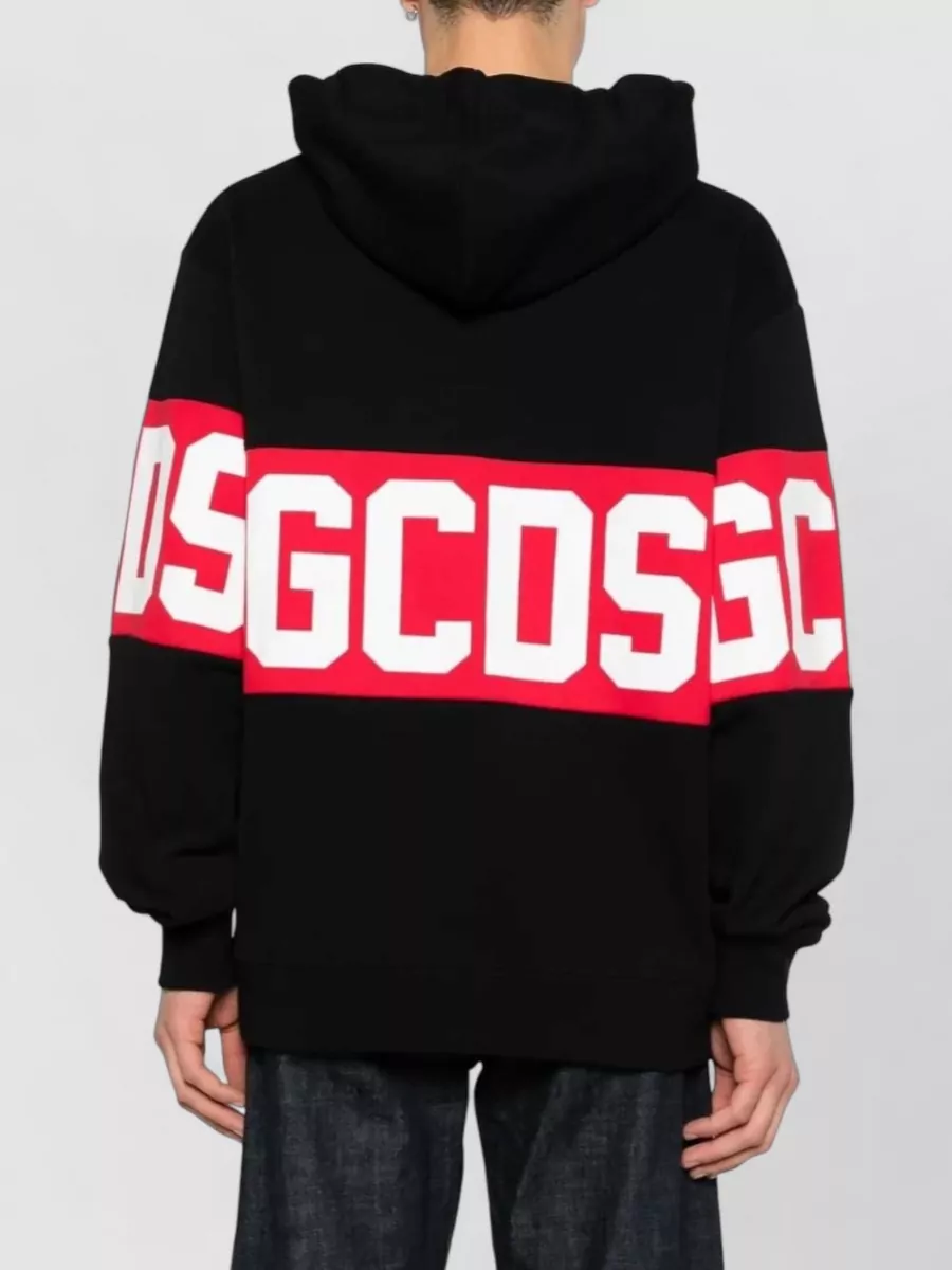 Gcds Striped Cotton Logo Hoodie