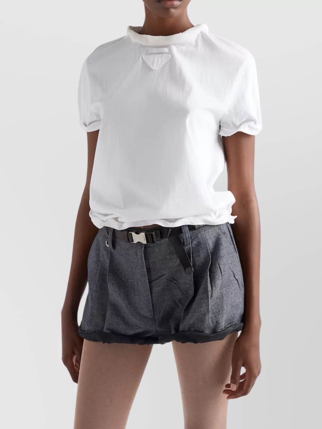 Prada Cotton Jersey T-shirt With Shapeable Hem Clothing In White