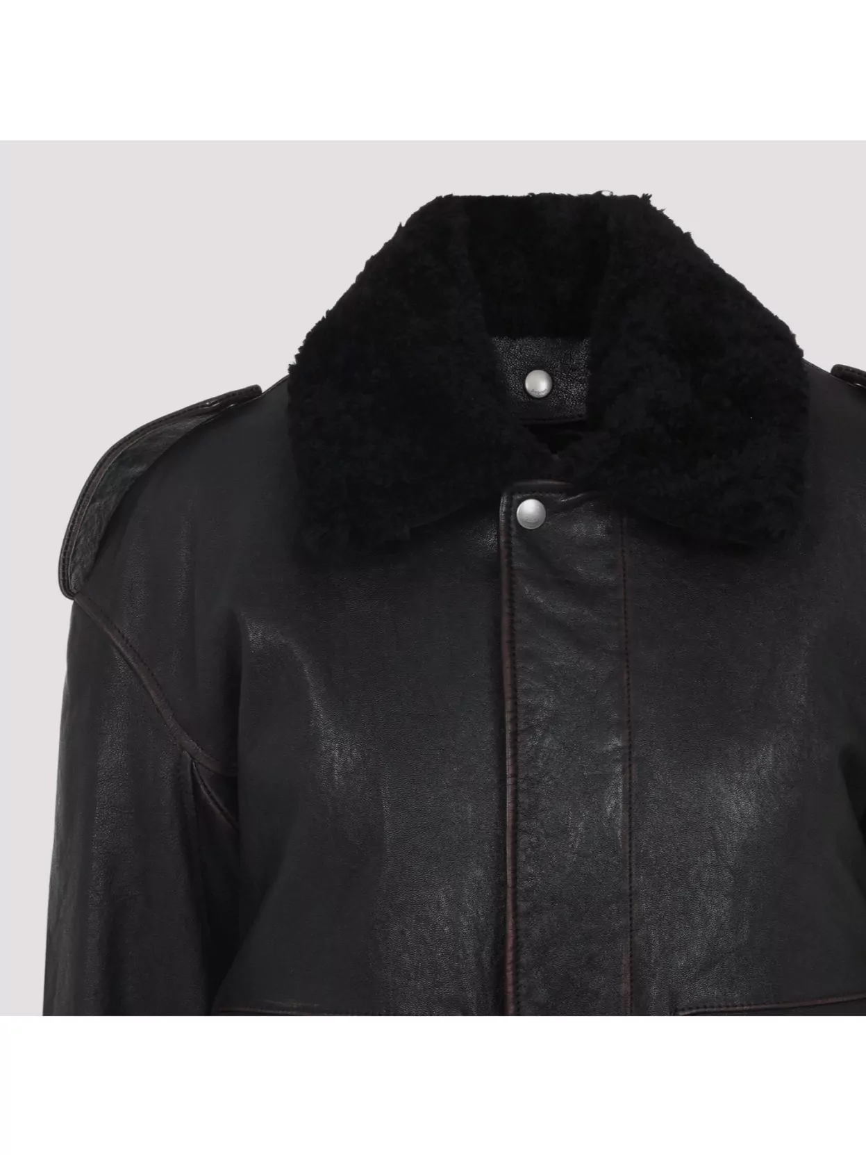 Saint Laurent Fur Collar Lamb Leather Jacket