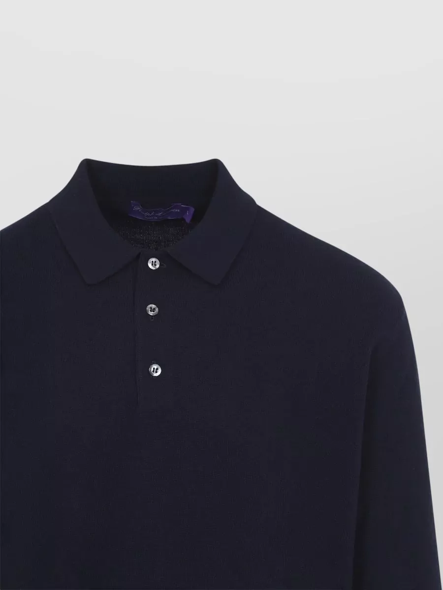 Ralph Lauren Purple Label Cashmere Fine-Knit Long-Sleeve Polo Shirt
