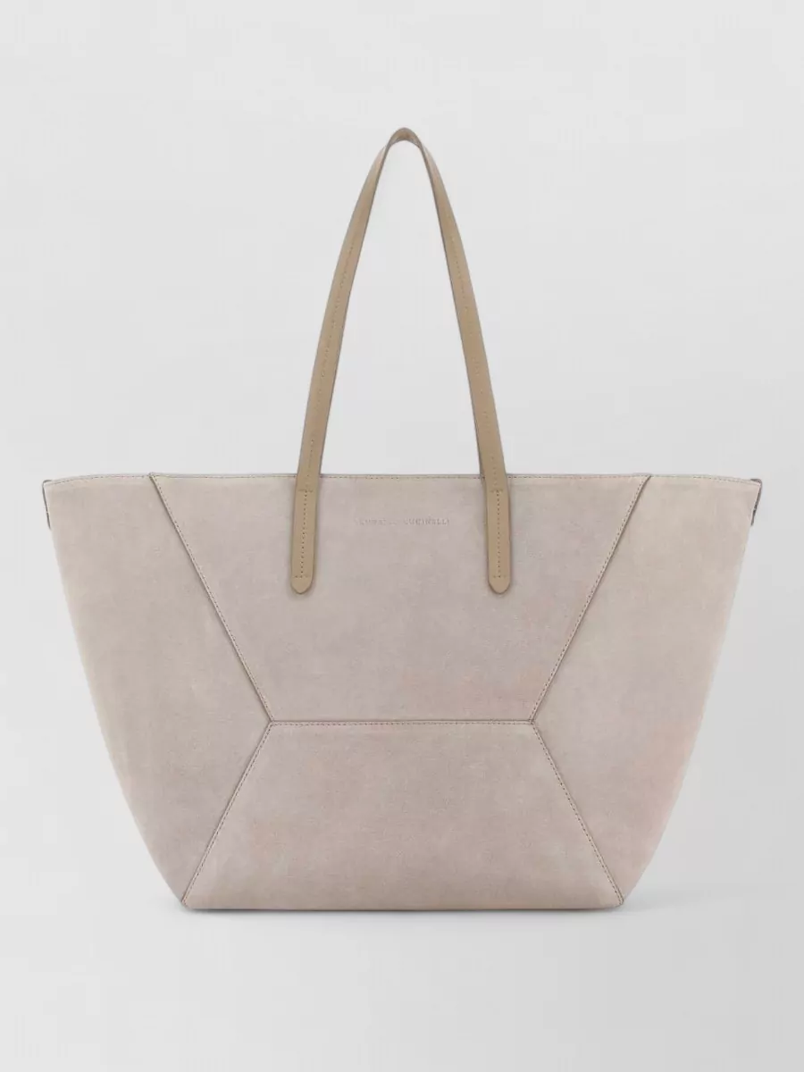 Brunello Cucinelli monili suede leather tote bag