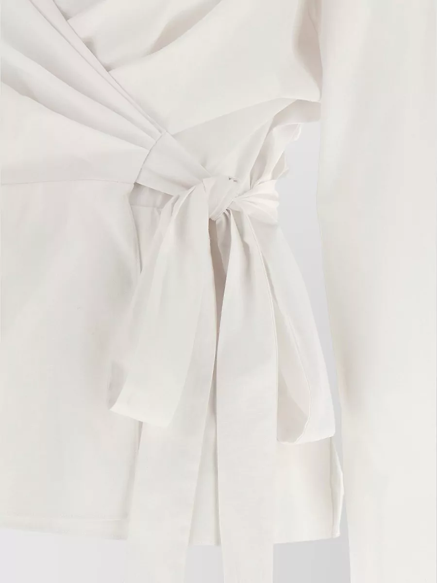 Armarium Cotton Asymmetric Wrap Long-Sleeve Shirt