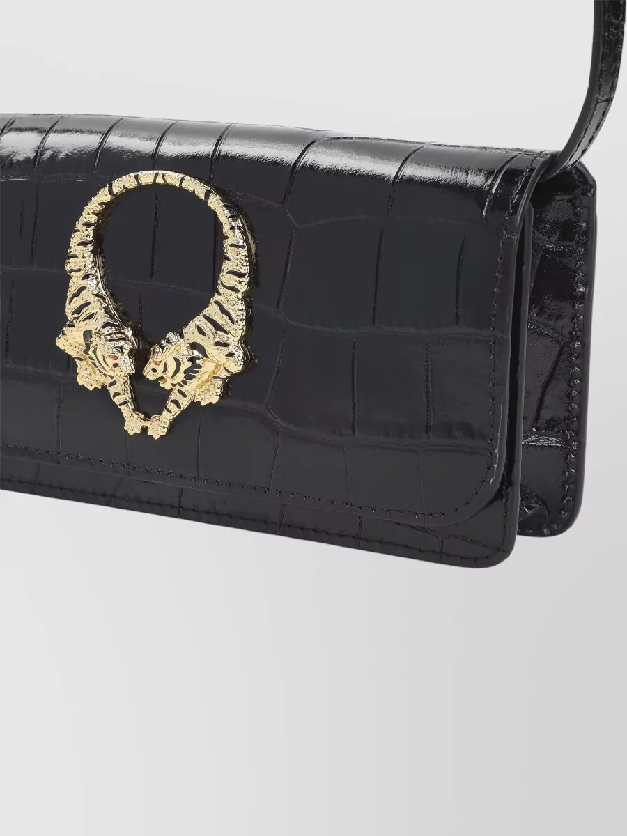 Roberto Cavalli Roar Mini Shoulder Bag Crocodile Gold Strap