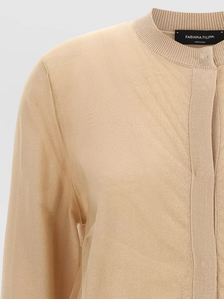 Fabiana Filippi Fine-Knit Virgin Wool Cotton Tulle Cardigan