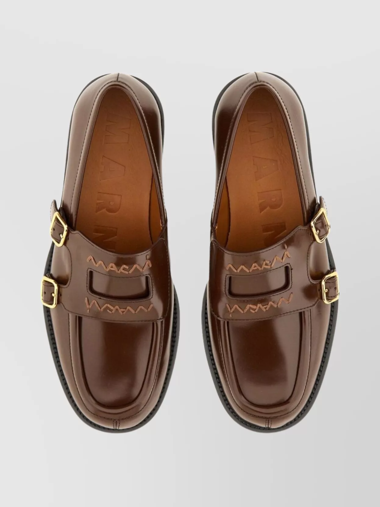 Marni Leather Loafers With Stitched Detailing And Shape