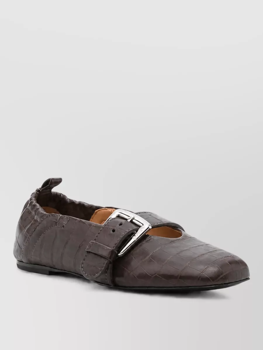 Ganni leather ballerina flats