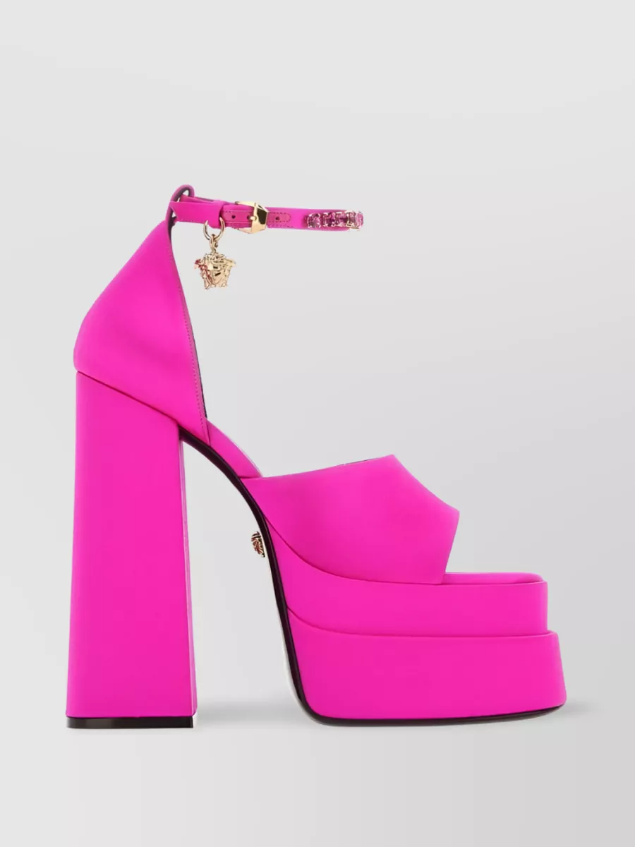 Shop Versace Medusa Charm Platform Sandals In Pink