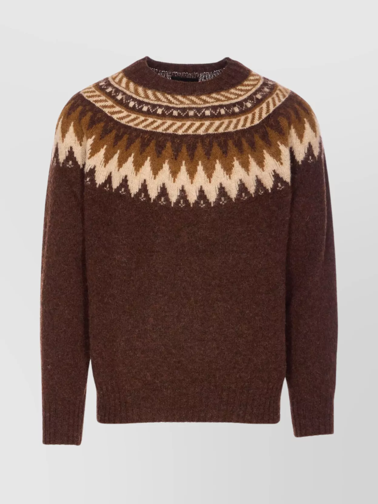 Howlin' Geometric Pattern Crewneck Sweater Long Sleeves In Brown