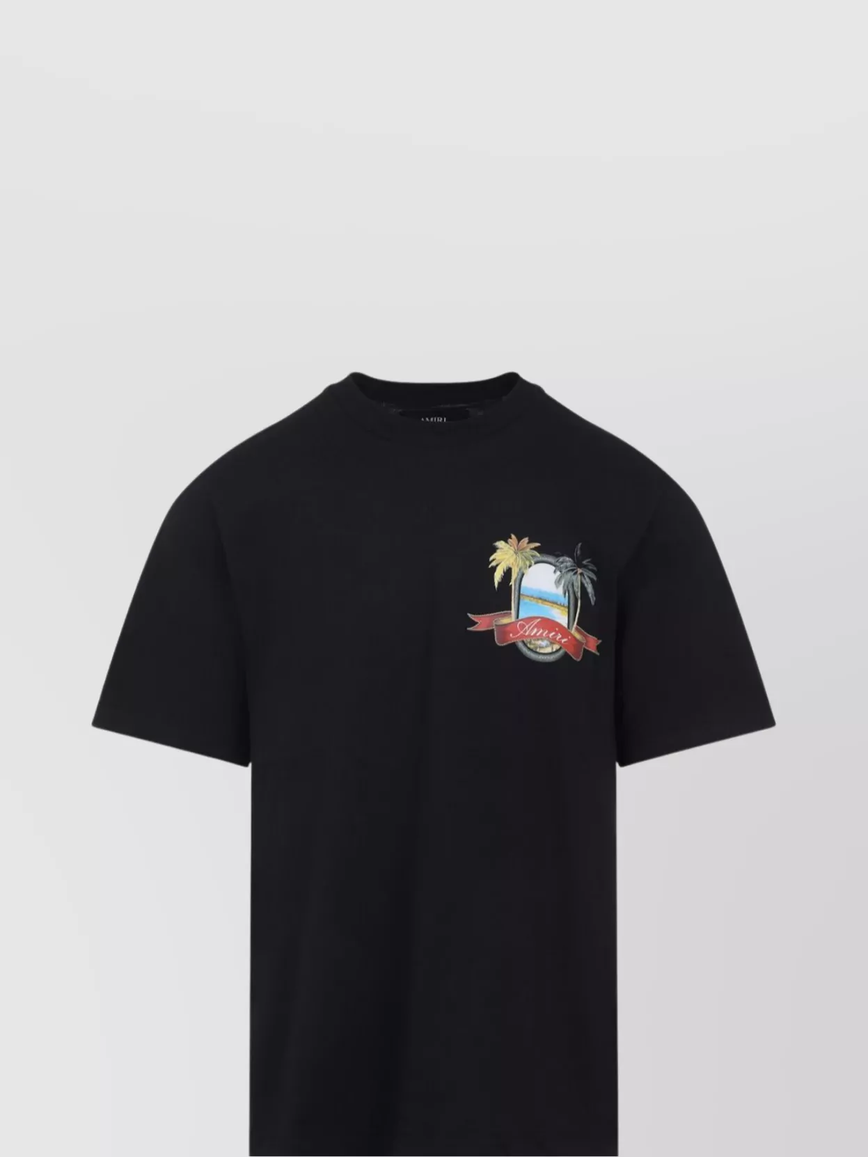 Amiri Black T-shirt With Logo Print And Graphic Design In Black
