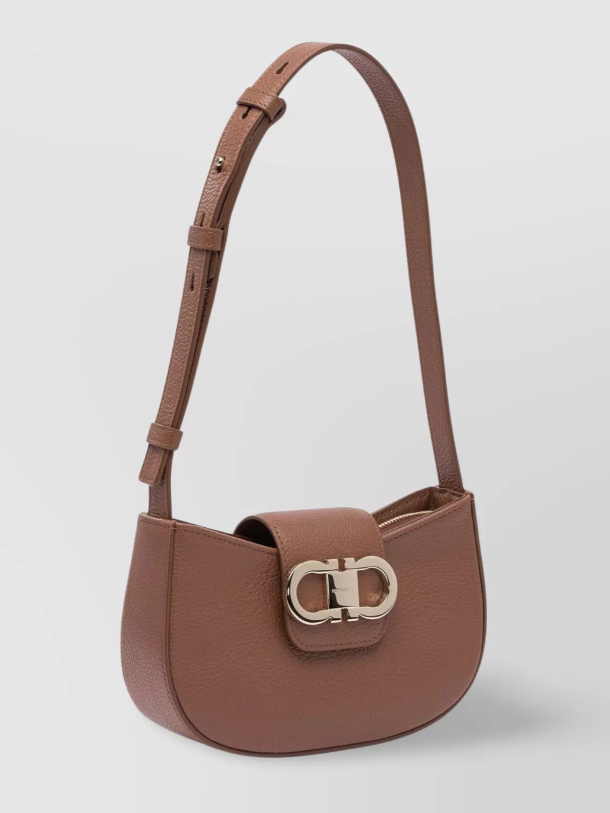 Ferragamo Textured Finish Shoulder Bags With Adjustable Strap