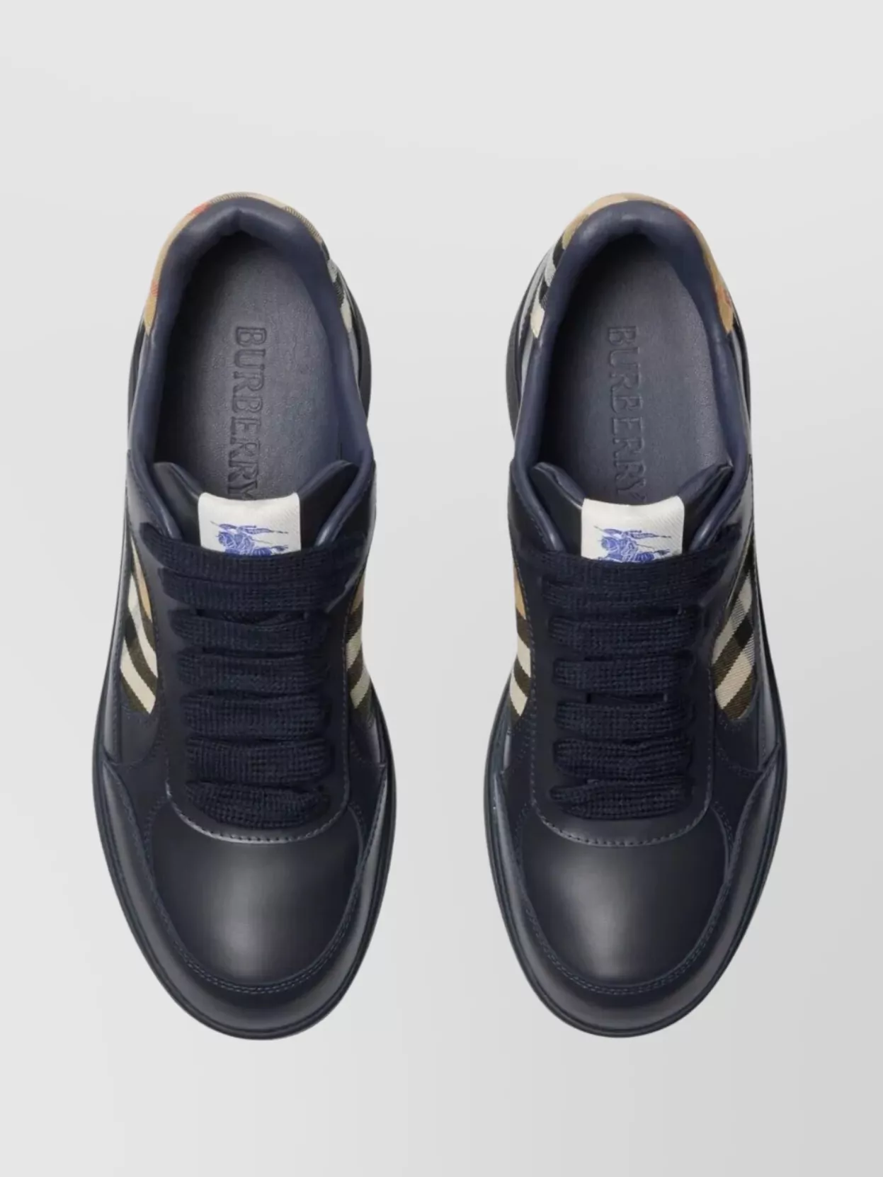 Burberry Check And Leather Low-Top Sneakers