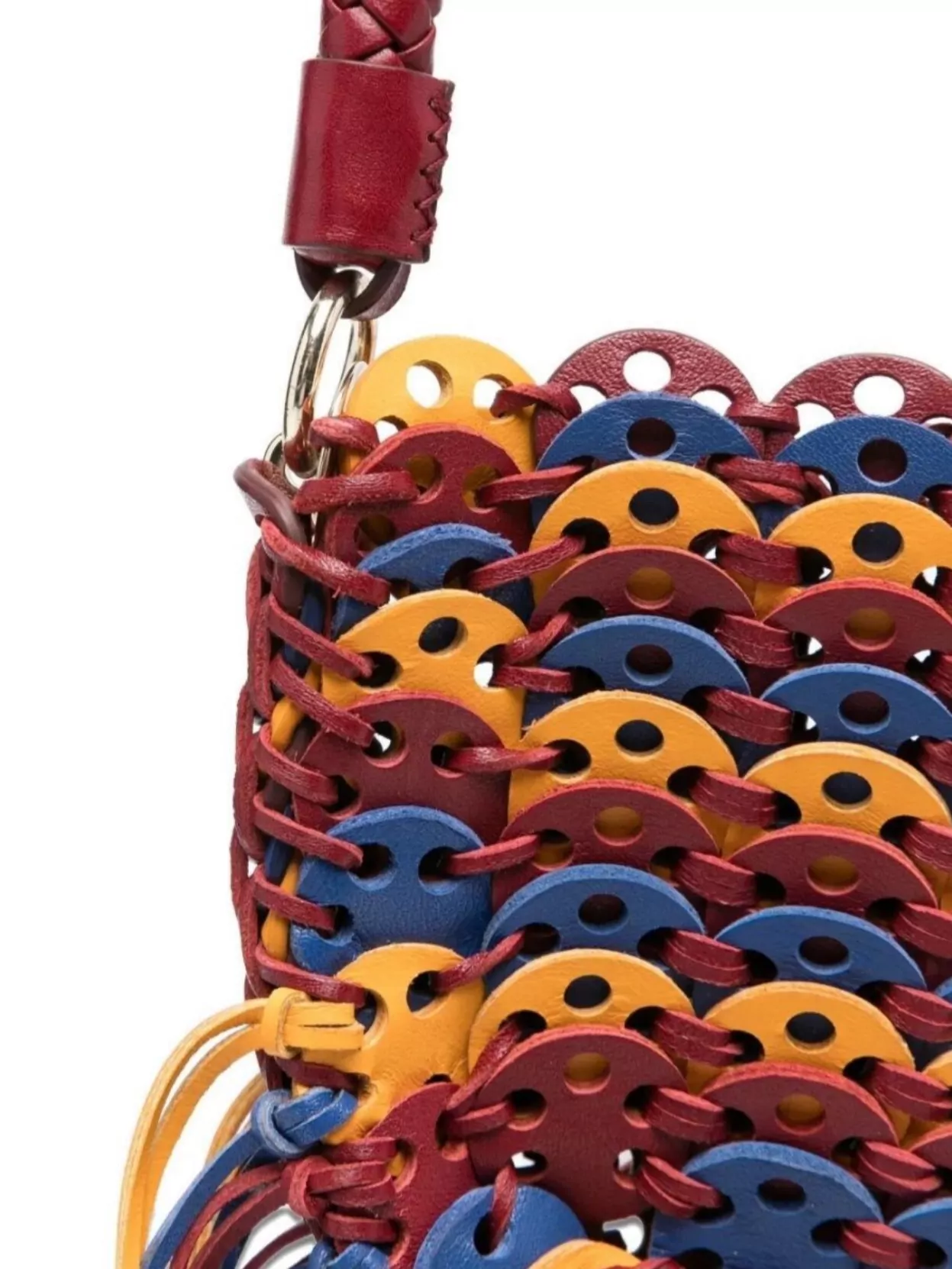 Paco Rabanne Leather Fringe Shoulder Bag With Braided Handle