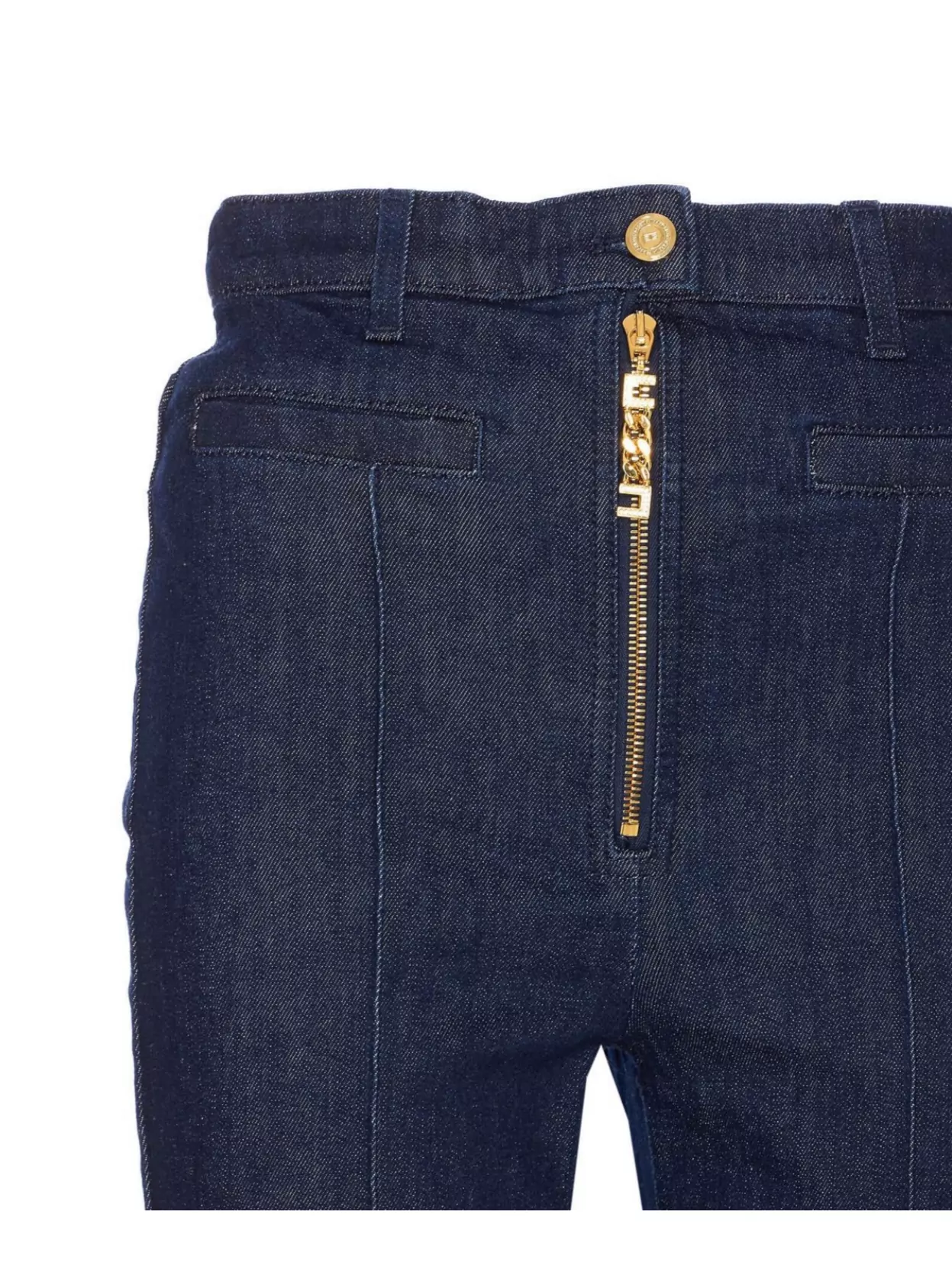 Elisabetta Franchi High Waist Flared Denim Jeans Trousers In Multi
