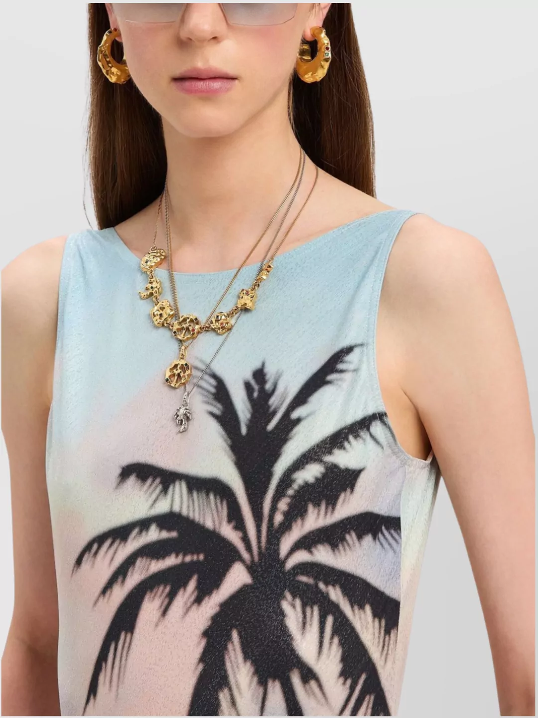 Palm Angels Sunrise Palm Open Back Swimsuit