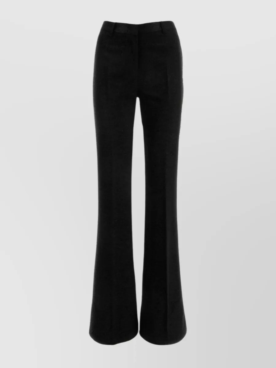 Shop Etro Viscose Blend Flared Pant With Lurex Threads In Black