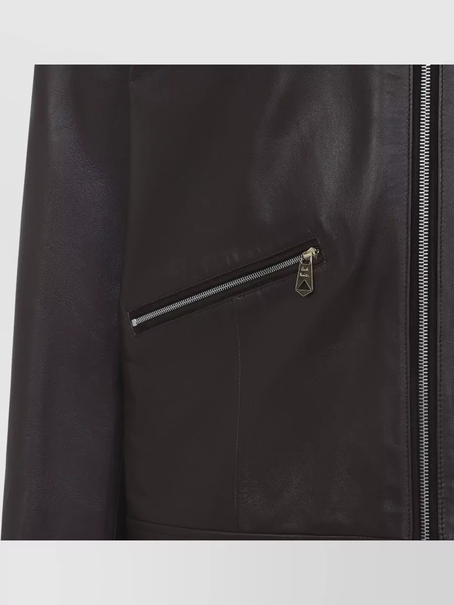 Paul Smith Regular Fit Leather Jacket Collared Design