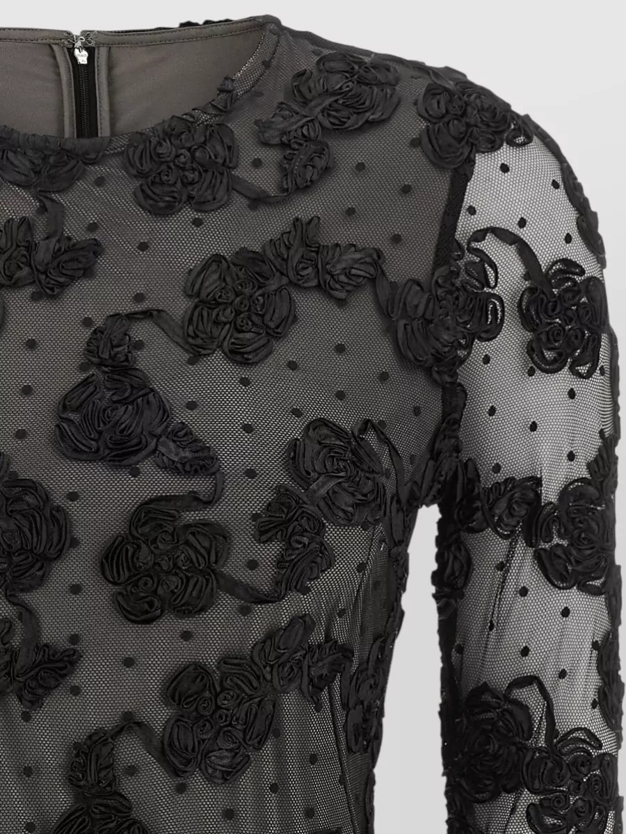 Rotate Birger Christensen Floral-Appliqué Mesh Mini Dress