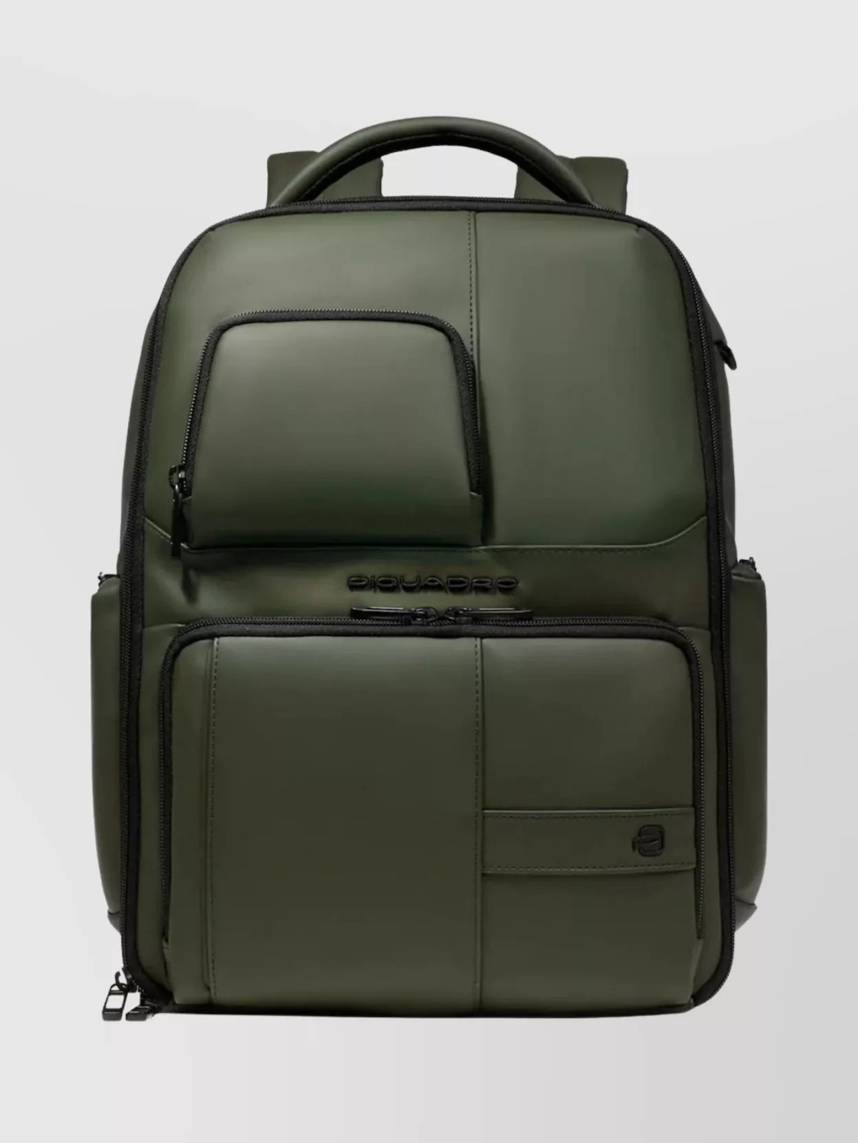 Piquadro Expandable Laptop Backpack Front Zip Pocket In Green