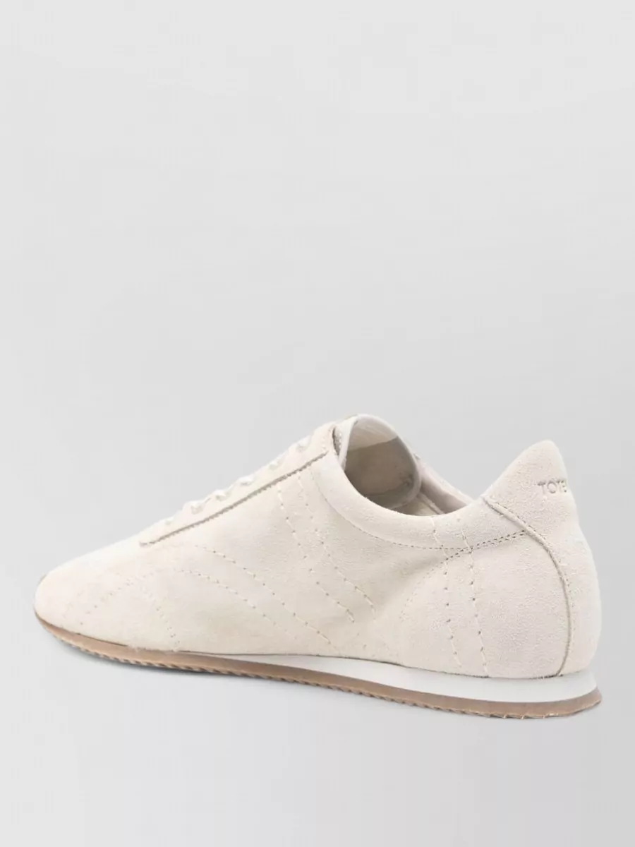 Totême Suede Low Top Sneakers Rubber Sole In Neutral
