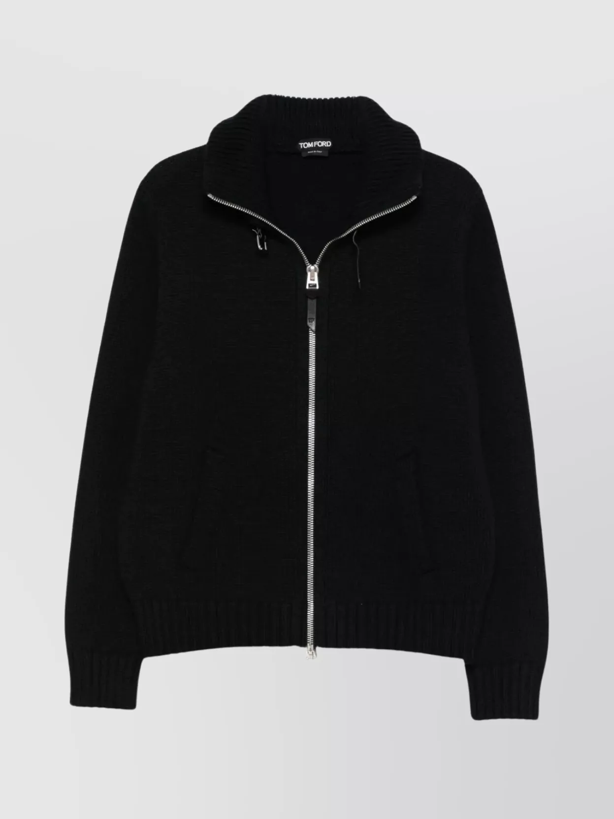 Tom Ford Merino Wool Jacket High Collar In Black