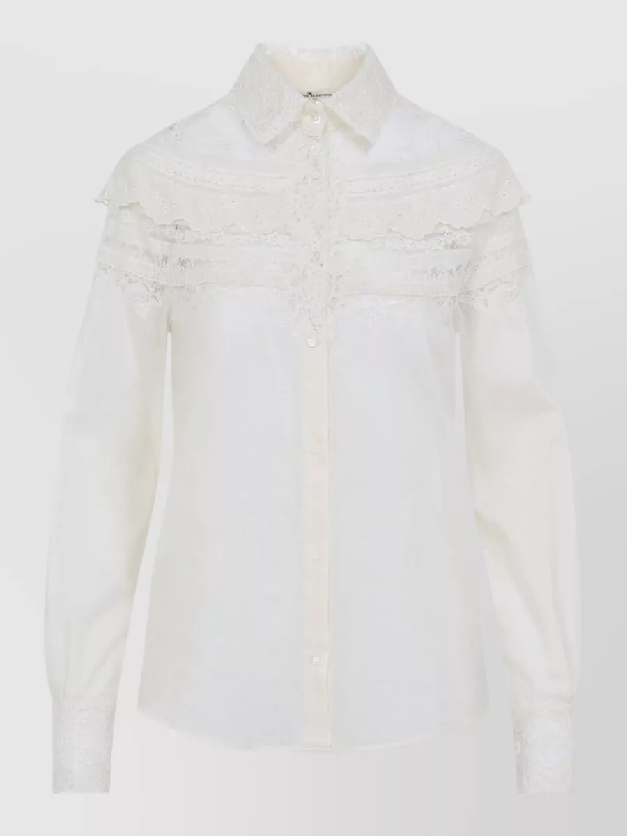 Ermanno Scervino Shirt Collared Neck Cuffed Sleeves Lace Detailing