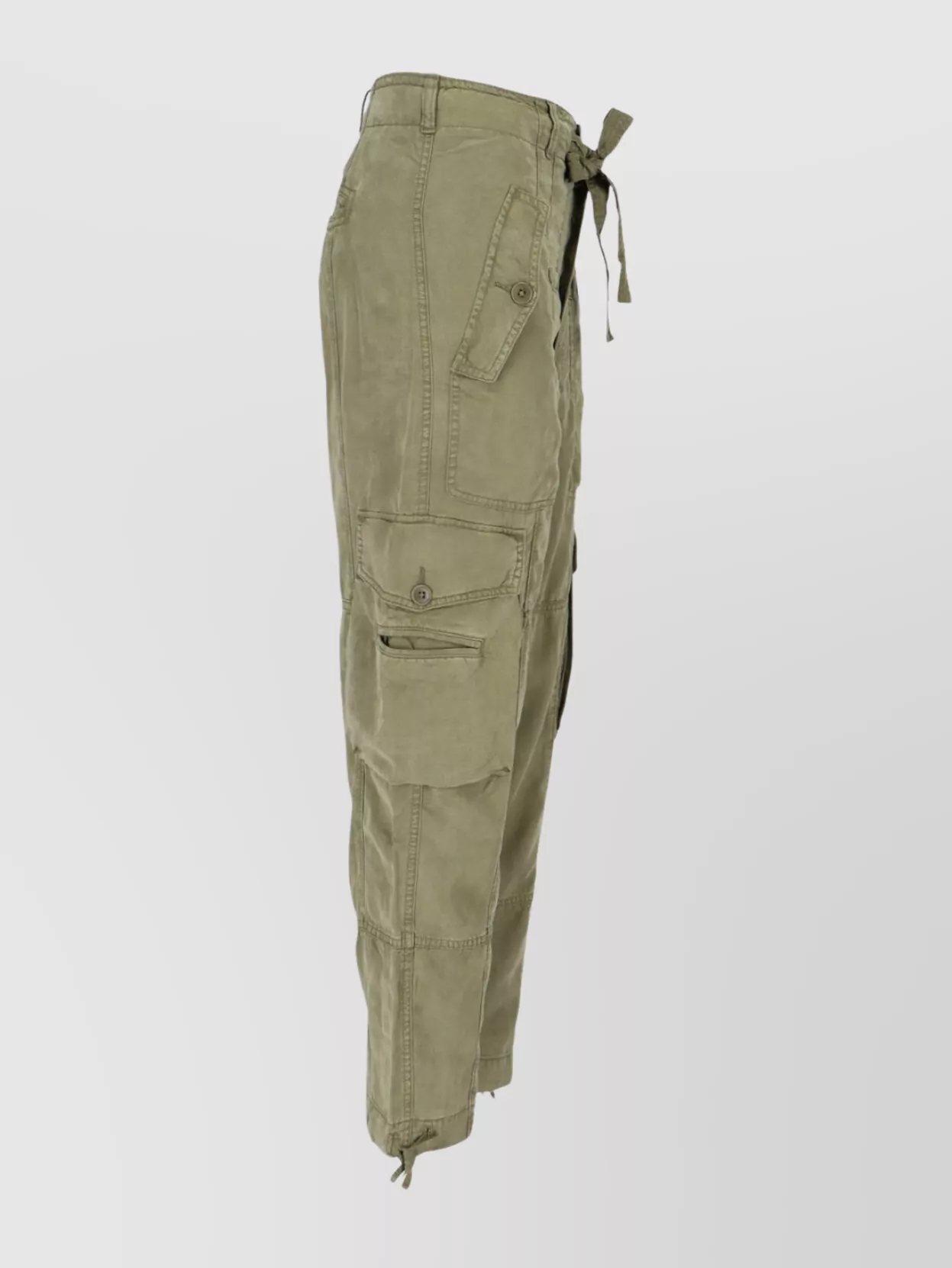 Shop Polo Ralph Lauren Straight Trousers With Adjustable Hem And Pockets In Green