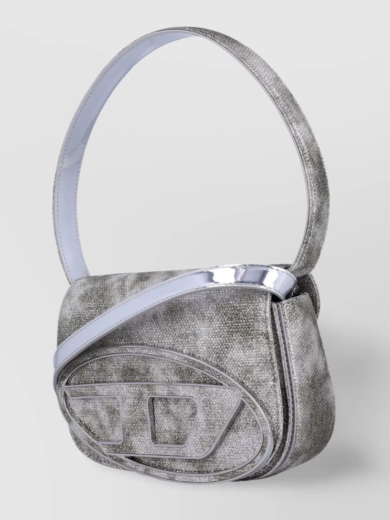 Diesel Glitter Print Shoulder Bag In Gray