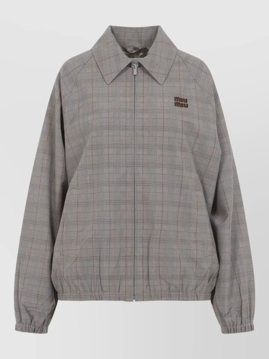 Miu Miu Wool checked relaxed-fit bomber jacket